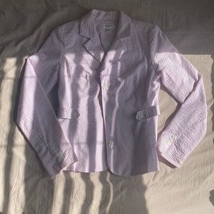 Issac Mizrahi striped pink blazer